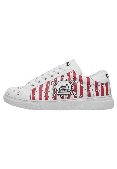 Women Vegan Leather White Sneakers - Days Till Christmas Design - 