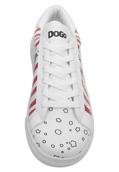 Women Vegan Leather White Sneakers - Days Till Christmas Design - 