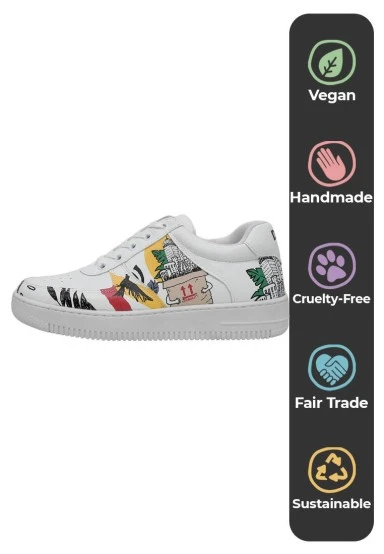 Women Vegan Leather White Sneakers - Fragile Design - 