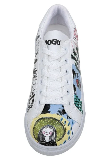 Women Vegan Leather White Sneakers - I was here Design - 