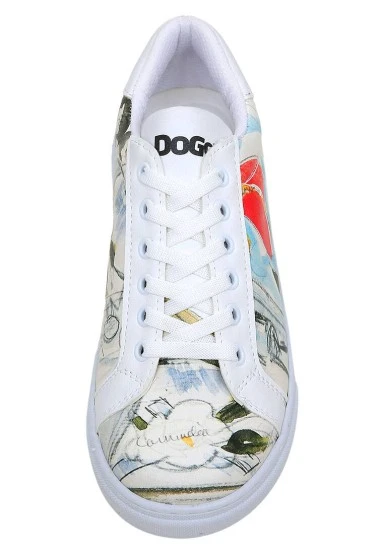 Women Vegan Leather White Sneakers - Hartley's Flower Design - 