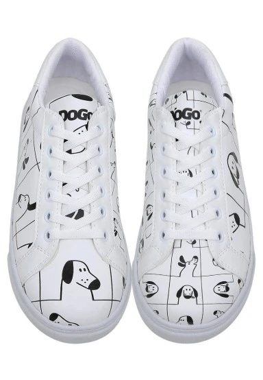 Women Vegan Leather White Sneakers - I Woof You Design - 
