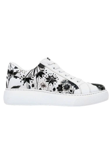 Women Vegan Leather White Sneakers - Fluffy Design - 