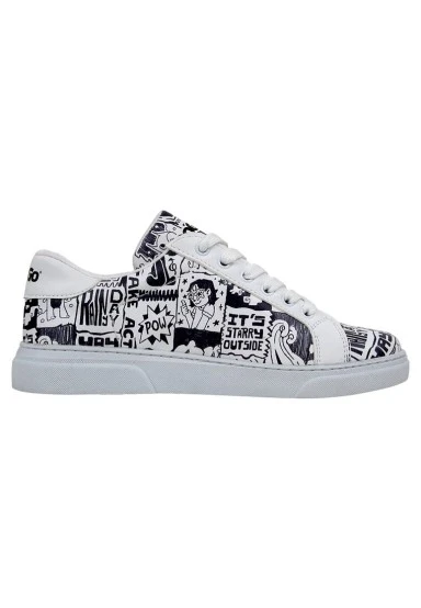 Women Vegan Leather White Sneakers - Star Girl Design - 