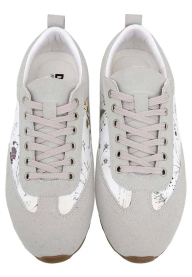 Women Vegan Leather White Sneakers - Botanical Notes Design - 