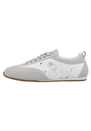 Women Vegan Leather White Sneakers - Botanical Notes Design - 