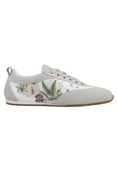 Women Vegan Leather White Sneakers - Botanical Notes Design - 