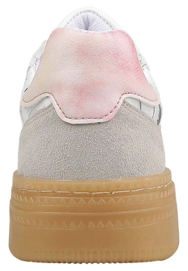 Women Vegan Leather White Sneakers - Botanical Notes Design - 