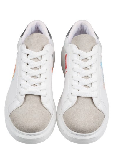 Dogo - Women Vegan Leather White Sneakers - Travel Collage Design (1)
