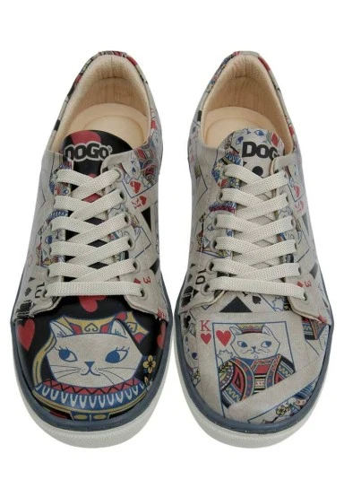 Women Vegan Leather White Sneakers - Queen of Meows Design - 