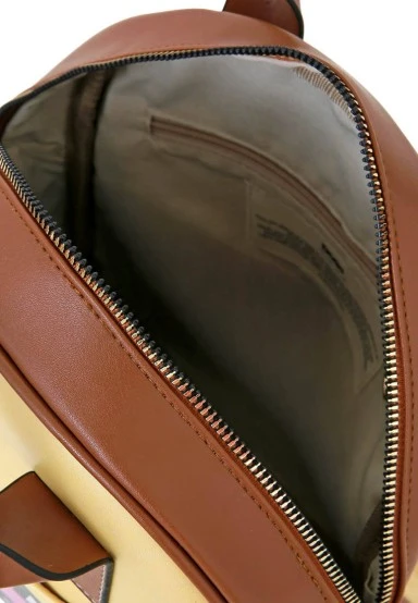 Women Vegan Leather Yellow Backpack - Rock On Design - 