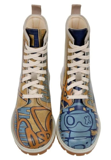 Women Vegan Leather Yellow Long Boots - Robo Shibuya Design - 