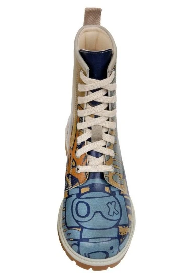 Women Vegan Leather Yellow Long Boots - Robo Shibuya Design - 
