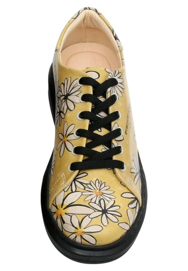 Women Vegan Leather Yellow Sneakers - Everything will be Okay Design - 
