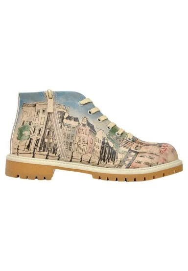 Women Vegan Leather Multicolor Zipper Ankle Boots - Little by Little one Travels Far Design - 