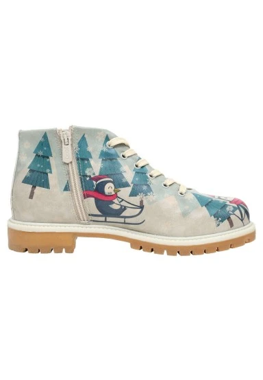 Women Vegan Leather Multicolor Zipper Ankle Boots - Winter is Here Design - 