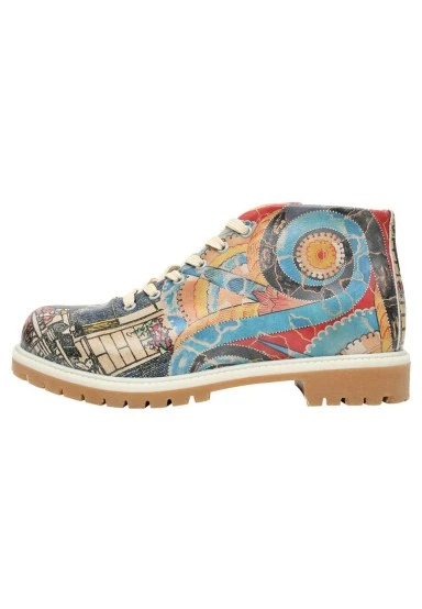 Women Vegan Leather Multicolor Zipper Ankle Boots - Cafe Heinrich Design - 