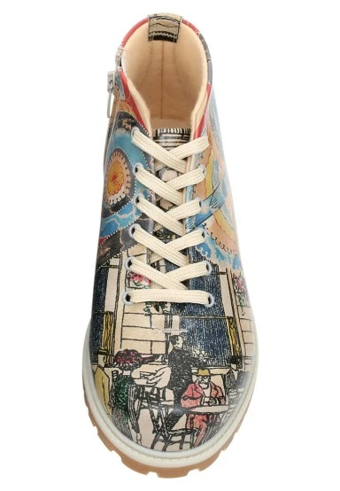 Women Vegan Leather Multicolor Zipper Ankle Boots - Cafe Heinrich Design - 