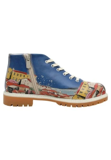 Women Vegan Leather Multicolor Ankle Boots - On the Roofs Design - 
