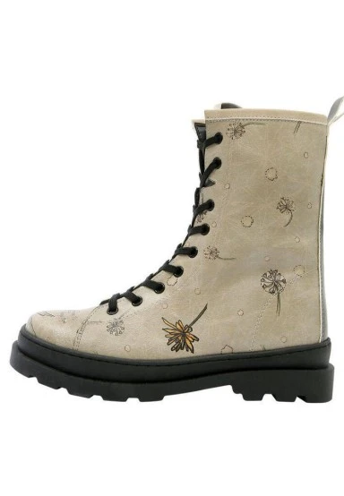 Women Vegan Leather Beige Zipper Long Boots - There is always Hope Design - 