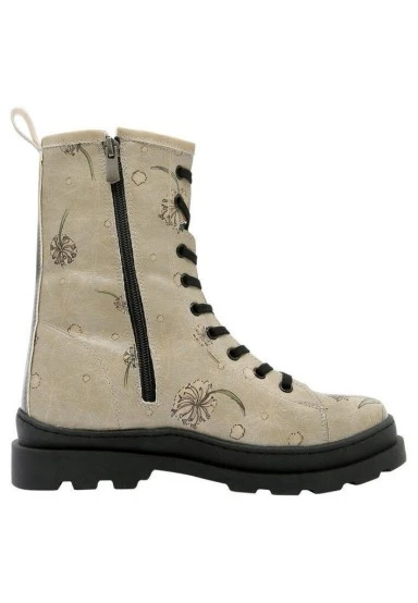 Women Vegan Leather Beige Zipper Long Boots - There is always Hope Design - 