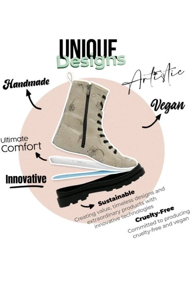 Women Vegan Leather Beige Zipper Long Boots - There is always Hope Design - 