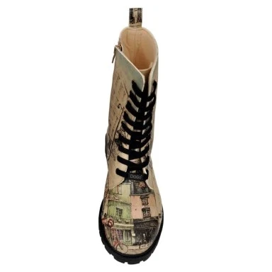 Women Vegan Leather Beige Zipper Long Boots - Bonjour Paris Design - 