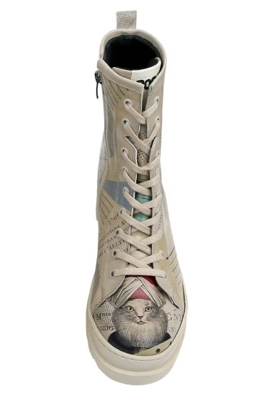 Women Vegan Leather Beige Zipper Long Boots - Mon Cher Design - 