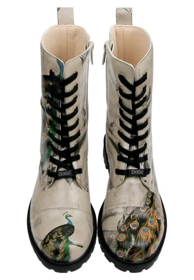 Women Vegan Leather Beige Zipper Long Boots - Gracious Feathers Design - 