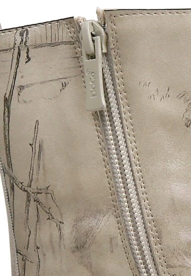 Women Vegan Leather Beige Zipper Long Boots - Gracious Feathers Design - 