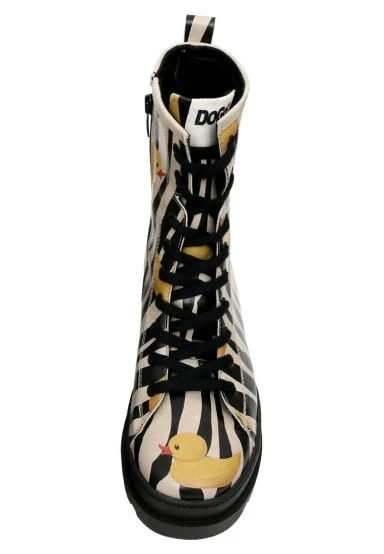 Women Vegan Leather Black Zipper Long Boots - Ducky Design - 