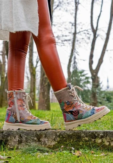 Women Vegan Leather Multicolor Zipper Long Boots - Stories to Tell Design - 