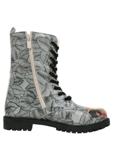Women Vegan Leather Gray Zipper Long Boots - Elephants Never Forget Design - 