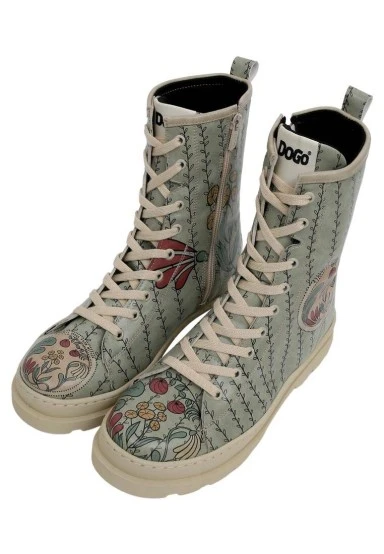 Women Vegan Leather Turquoise Long Boots - Kindness Grows Design - 