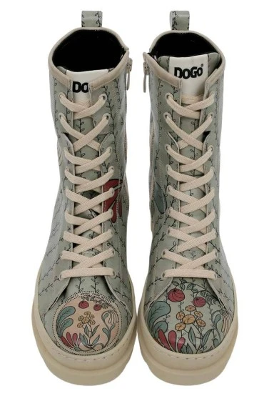 Women Vegan Leather Turquoise Long Boots - Kindness Grows Design - 