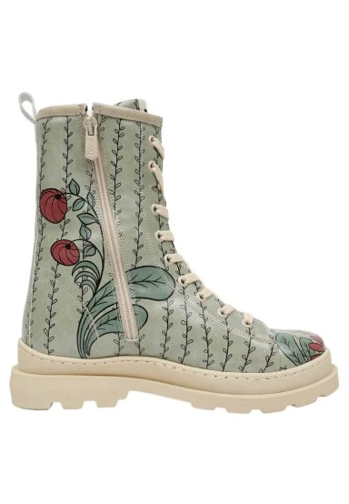 Women Vegan Leather Turquoise Long Boots - Kindness Grows Design - 