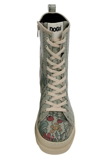 Women Vegan Leather Turquoise Long Boots - Kindness Grows Design - 