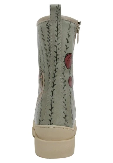 Women Vegan Leather Turquoise Long Boots - Kindness Grows Design - 