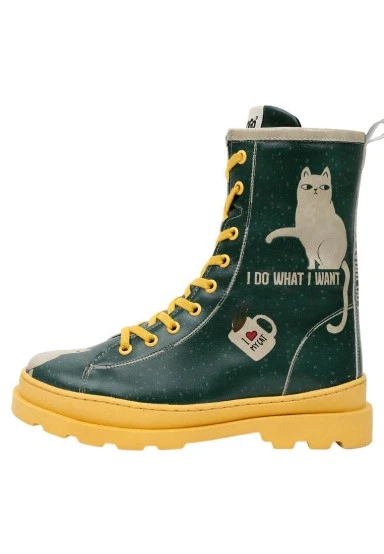 Women Vegan Leather Multicolor Long Boots - I Do What I Want Design - 