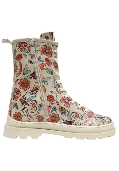 Women Vegan Leather Beige Zipper Long Boots - Autumn is Back Design - 