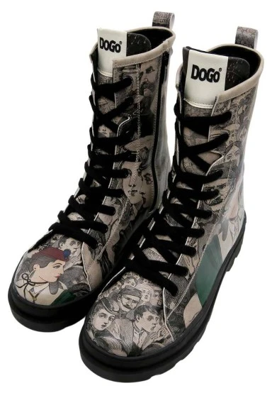 Women Vegan Leather Black Zipper Long Boots - Colorful Lady Design - 
