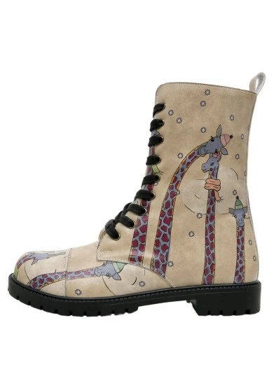 Women Vegan Leather Beige Zipper Long Boots - Sky-High Love Design - 