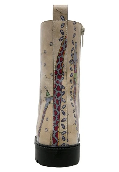 Women Vegan Leather Beige Zipper Long Boots - Sky-High Love Design - 