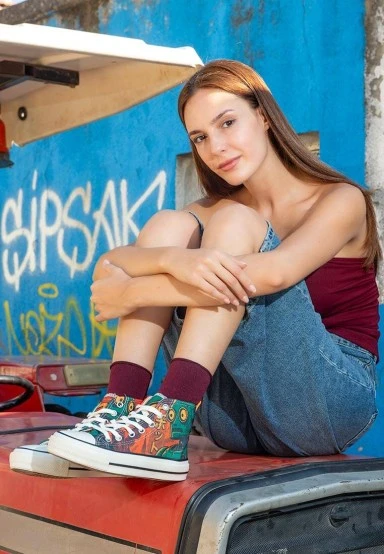 Women Vegan Multicolor High Sneakers - Robotto Design - 