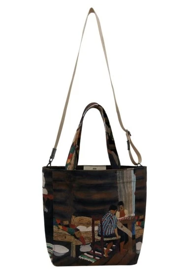 Kadın Vegan Çok Renkli Large Tote Bag - Family Time Tasarım - 