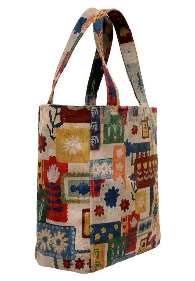 Women Vegan Multicolor Large Tote Bag - Anatolian Patterns Design - 