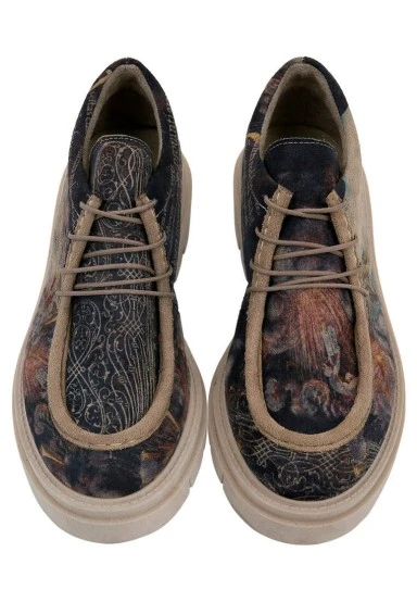 Women Vegan Multicolor Loafers - The Model Book of Calligraphy Design - 