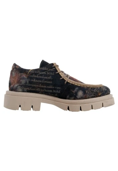 Women Vegan Multicolor Loafers - The Model Book of Calligraphy Design - 