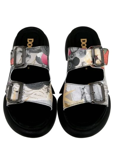 Women Vegan Multicolor Slippers - Pieces Of A Nostalgia Design - 
