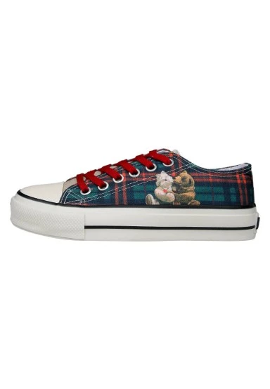 Women Vegan Multicolor Sneakers - Teddy Bear Design - 
